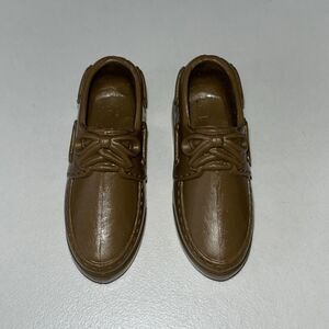 Mattel Barbie Ken Doll Shoes Brown Soft Lace Tie Dress Wear Doll Shoes Stamp